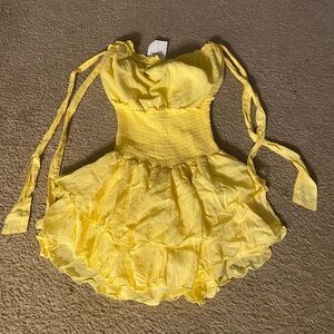 Yellow Ruffle Dress with In-Built Shorts
